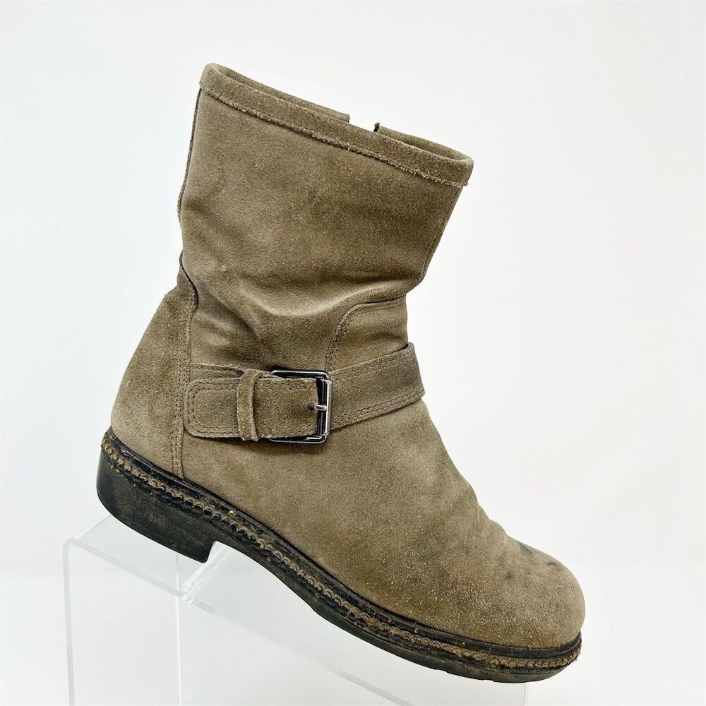 La Canadienne Women's Brown Suede Heeled Ankle Booties Size 7 Buckle